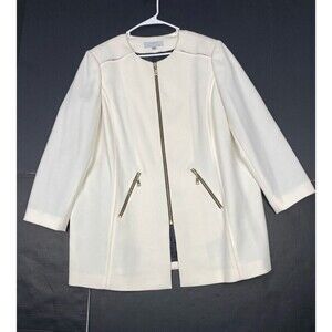 Tahari Arthur S. Levine Women's Size 18 W Ivory Long Blazer with Pockets